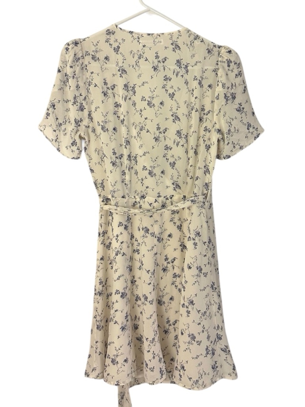 Reformation Ellwood Wrap Dress - White/Blue Small - Picture 3 of 8